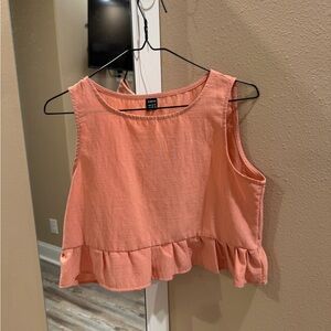 Peach Sleeveless Ruffle Hem Top